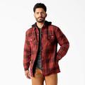 Dickies Men's Water Repellent Flannel Hooded Shirt Jacket - Brick/black Ombre Plaid Size L (TJ211)