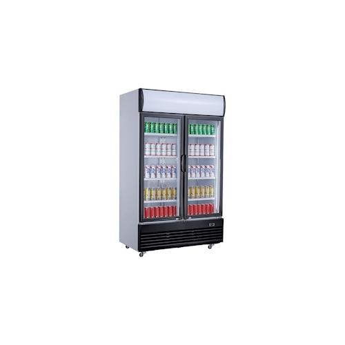 Mobiler Flaschenkühlschrank mit 2 Glastüren Getränkekühlschrank Kühlschrank Gastro 800 L +2/10°C