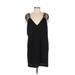 BCBGMAXAZRIA Casual Dress - Mini V-Neck Short sleeves: Black Print Dresses - Women's Size X-Small