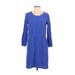 Broadway & Broome Casual Dress Scoop Neck 3/4 sleeves: Blue Print Dresses - Women's Size 4