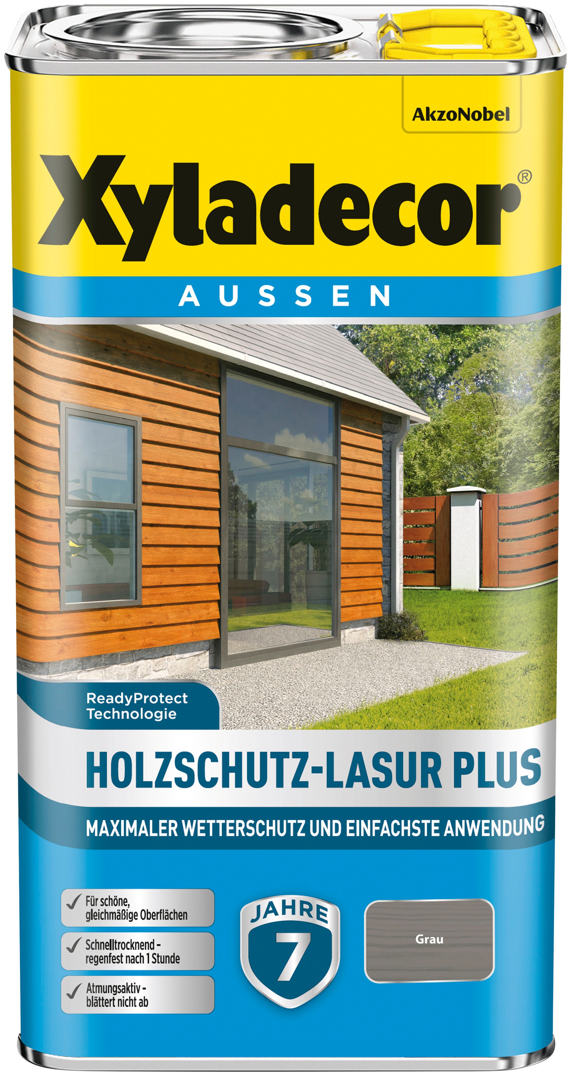 „XYLADECOR Holzschutzlasur „“Holzschutz-Lasur Plus““ Farben erhältlich verschiedenen Gebindegrößen und Farben Gr. 4 l 4000 ml, grau Holzlasuren“