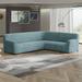 PAULATO by GA.I.CO. Microfibra Collection Stretch Corner Sofa Slipcover - Easy to Clean & Durable Polyester in Green/Blue | Wayfair