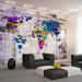 Trinx Peel & Stick World Map Wall Mural - World Map Street Art - Removable Wall Decals Vinyl in Blue/Gray/Green | 77 W in | Wayfair