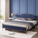 House of Hampton® Geraud Platform Bed Upholstered/Metal in Blue | 41.7 H x 54.5 W in | Wayfair F88F405FD6464F14A30B59DEC91C8757