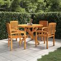 Wildon Home® Kiawah Round 4 - Person 43.3" Long Teak Outdoor Dining Set Wood/Teak in Brown/White | 43.3 W x 43.3 D in | Wayfair