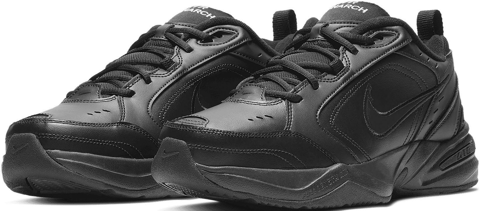 Trainingsschuh NIKE "NIKE AIR MONARCH IV", Herren, Gr. 47, schwarz (schwarz, schwarz), Leder, Synthetik, Textil, Schuhe