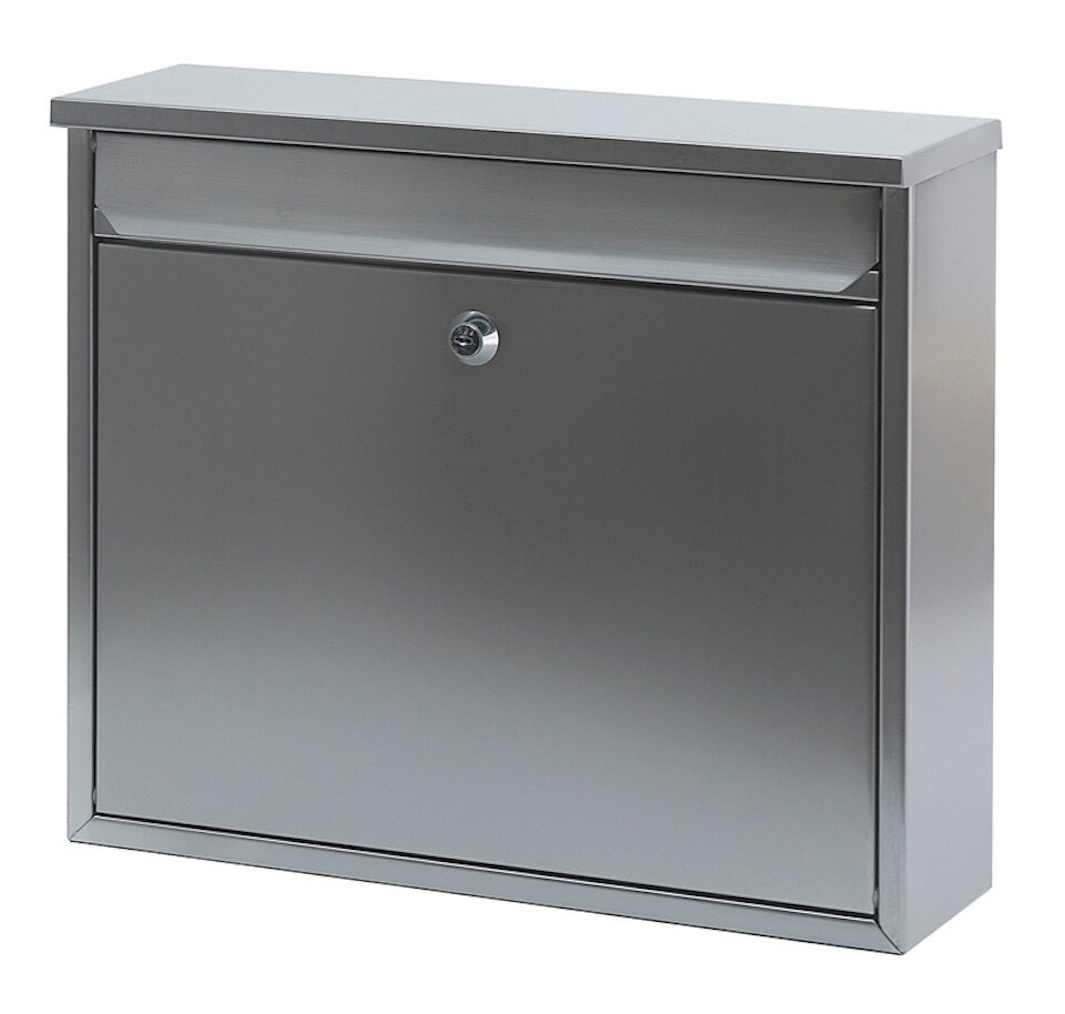 PROREGAL Wandbriefkasten Granadan aus Edelstahl mit Einwurfsklappe | HxBxT 31,5x36x11cm | Einwurföffnung 32x4cm | Silber Image