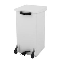 PROREGAL Mobiler eckiger feuerfester Pedal-Abfallbehälter Haiti mit Softclose Deckel | 55 Liter, HxBxT 60x30x30cm | Weiß Image