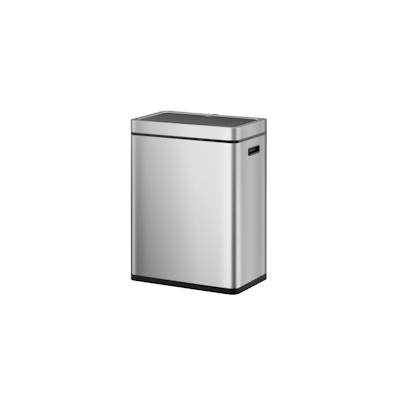 Proregal Stylischer Sensor-Mülleimer aus gebürstetem Edelstahl | 30+30 Liter, HxBxT 65,2x48,6x30,8cm | Silber Image