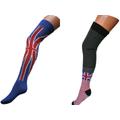 Union Jack Gb British Flag Over Knee Thigh High Overknee Socks Fancy Dress Festival Blue Or Grey Stripe