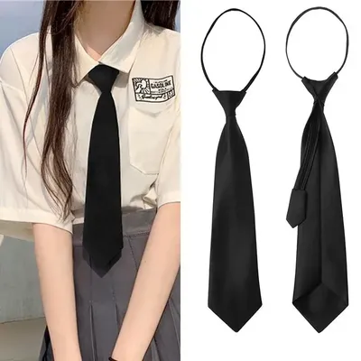 Uniforme JK pour filles cravates noires simples à fermeture éclair pour hommes et femmes pour