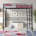 Black Steel Loft Bed with Solid Construction and Space-Saving Design