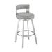 Nova 26 Inch Swivel Counter Stool, Panel Back, Steel, Gray Faux Leather