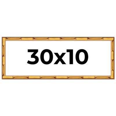 30x10 Frame Gold Bamboo Solid Wood Picture Frame | 1 Inch Moulding