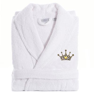 Authentic Hotel and Spa 100% Turkish Cotton Terry Bath Robe Embroidered with Cheetah Crown Design