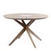 Neve 48 Inch Outdoor Round Dining Table, Light Eucalyptus Wood, Gray Stone