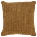Rosie 22 Inch Square Accent Throw Pillow, Hand Knitted Designs, Brown Linen