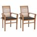 Anself Set of 2 Wooden Garden Chairs with Taupe Cushion Teak Wood Outdoor Dining Chair for Patio Balcony Backyard Outdoor Furniture 24.4in x 22.2in x 37in