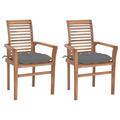 Anself 2 Piece Garden Chairs with Gray Cushion Teak Wood Outdoor Dining Chair for Patio Balcony Backyard Outdoor Furniture 24.4 x 22.2 x 37 Inches (W x D x H)