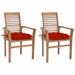 Anself 2 Piece Garden Chairs with Red Cushion Teak Wood Outdoor Dining Chair for Patio Balcony Backyard Outdoor Furniture 24.4 x 22.2 x 37 Inches (W x D x H)