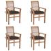 Anself 4 Piece Garden Chairs with Taupe Cushion Teak Wood Outdoor Dining Chair for Patio Balcony Backyard Outdoor Furniture 24.4 x 22.2 x 37 Inches (W x D x H)