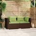 Gecheer Patio Loveseat with Cushions Brown Poly Rattan
