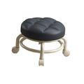 Low Roller Seat Furniture Stool Multifunctional Portable PU Leather Padded Rolling Stool Seat Sofa Tea Stool for Bedroom Living Room Outdoor Black