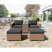 Esmlada Patio Conversation Set 5-Piece Wicker Outdoor Sectional Furniture Sofa Set with Ottoman (Yellow and Black)