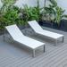 LeisureMod Marlin Poolside Outdoor Patio Lawn and Garden Modern Grey Powder Coated Aluminum Frame Suntan Sling Chaise Lounge Chair Set of 2 (White)