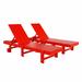 Modern Poly Reclining Chaise Lounge With Wheels (Set Of 2) Red