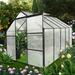 6x10 FT Polycarbonate Greenhouse with Sliding Door Raised Base and Anchor Aluminum Heavy Duty Walk-in Greenhouses for Outdoor Backyard in All Season Adjustable Roof and Window Vent Design
