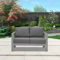 CozyHom 2-Seat Modern Aluminum Sofa Outdoor Patio Furniture Loveseat All-Weather Outdoor Patio Couch Sofa Conversation Chair Gray