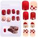 24pcs False Nail Tips Full Cover Red Snowflake Polish Fake Nails Nail Art Stickers Decals for DIY