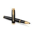 PARKER IM Fountain Pen Black Lacquer Gold Trim Medium Nib with Blue Ink Refill Gift Box (1931652)