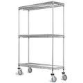 24 Deep x 24 Wide x 48 High 3 Tier Gray Wire Shelf Truck with 1200 lb Capacity
