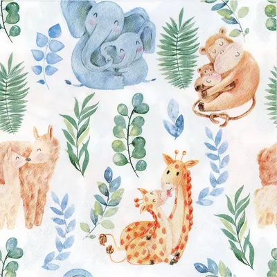 Papierservietten Tierkinder, 33 x 33 cm, 20 Stück Image
