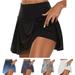 Sksloeg Skorts for Ladies In Clothing Pleated Tennis Skirt for Women with Shorts High Waisted Golf Skirts Workout Running Sports Athletic Skort Dark Gray XL
