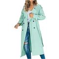 YFPWM Women Classic Double Breasted Coats Slim Long Jacket Winter Long Trench Coat Long Sleeve Double Breasted Coat Trench Coat Long Sleeve Coat Jacket Light Blue L