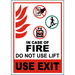 Vinyl Stickers - Bundle - Safety and Warning & Warehouse Signs Stickers - in Case of Fire Do Not Use Lift Sign - 10 Pack (3.5 x 5 )