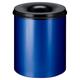 PROREGAL Selbstlöschender Papierkorb & Abfallsammler aus Metall | 80 Liter, HxØ 54x47cm | Blau, Kopfteil Schwarz