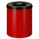 PROREGAL Selbstlöschender Papierkorb & Abfallsammler aus Metall | 80 Liter, HxØ 54x47cm | Rot, Kopfteil Schwarz