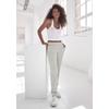 Relaxhose H.I.S, Damen, Gr. 52/54, N-Gr, grau (hellgrau meliert), angeraute Sweatware, Obermaterial: 90% Baumwolle, 10% Polyester, meliert, casual, Hosen, mit Piping vorn, Loungeanzug