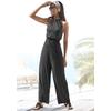 Overall S.OLIVER, Damen, Gr. 36, N-Gr, schwarz, Jersey, Obermaterial: 100% Viskose, unifarben, modisch, figurbetont lang, amerikanischer Ausschnitt, ohne Ärmel, Overalls, mit breitem Smokeinsatz, eleganter Jumpsuit, festlich, Topseller