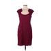 Connected Apparel Casual Dress - Sheath: Burgundy Jacquard Dresses - Women's Size 8 Petite