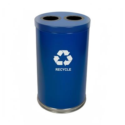 Witt 18RTBL-2H 36 gal Multiple Materials Recycle Bin - Indoor, Multiple Sections, Decorative, Blue, Steel, 2 Circular Openings