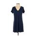 The Vanity Room Casual Dress - Shift: Blue Solid Dresses - Women's Size Small