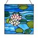 River of Goods Lotus Flower Pond River of Goods Multicolored Stained Glass Window Panel - 12" x 0.25" x 12"