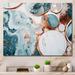 Mercer41 Ocean Marble Hald Circle Abstract II - Abstract Marble Wall Art Prints Metal in Blue/Green/Pink | 24 H x 32 W x 1 D in | Wayfair