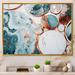 Mercer41 Ocean Marble Hald Circle Abstract II - Abstract Marble Wall Art Prints Metal in Blue/Green/Pink | 24 H x 32 W x 1 D in | Wayfair