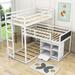 Harriet Bee Sophia Twin over Twin Size L-shaped Wood Bunk Bed w/ Blackboard, Ladder & Shelves in White | 74.8 H x 78 W x 77.6 D in | Wayfair